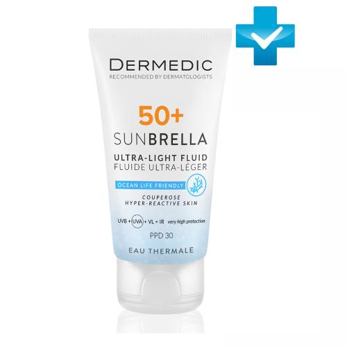 Дермедик Ультра-легкий солнцезащитный флюид SPF50+ для чувствительной кожи с хрупкими капиллярами, 40 мл (Dermedic, Sunbrella)