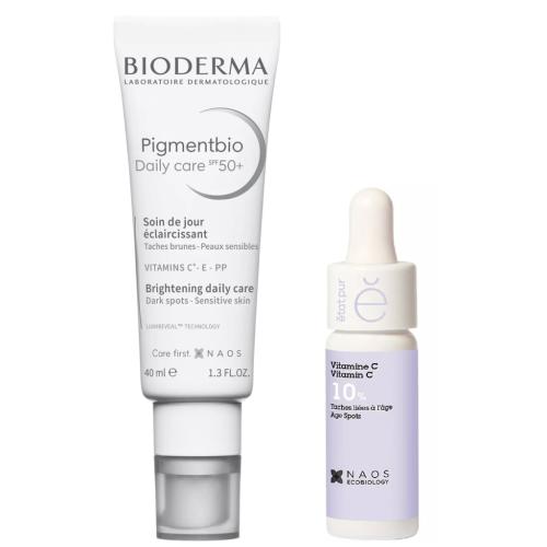 Биодерма Набор: Bioderma дневной крем Pigmentbio SPF50 40 мл + Etat Pur сыворотка с витамином С 15 мл (Bioderma, Pigmentbio)