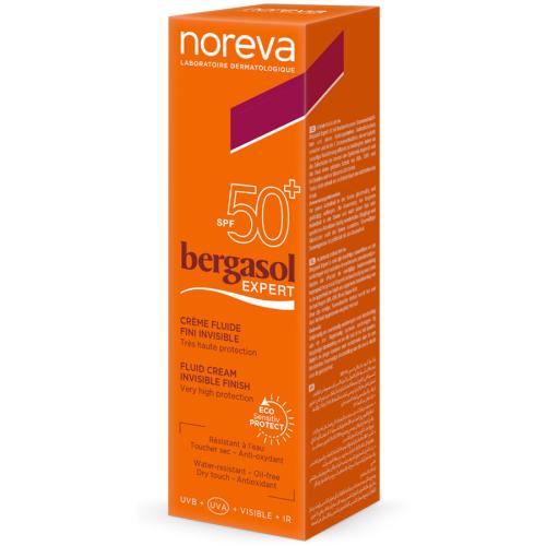 Норева Солнцезащитный легкий крем для лица SPF 50+, 50 мл	 (Noreva, Bergasol), фото-2