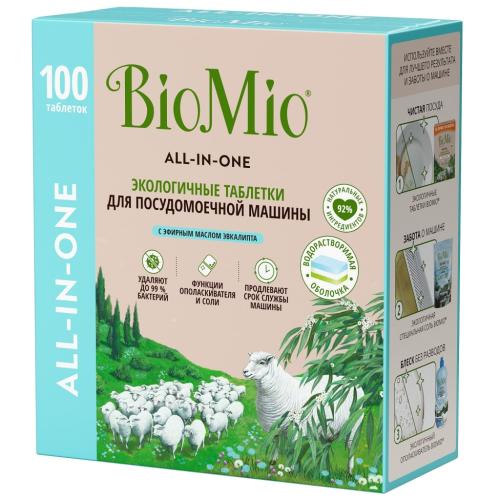 БиоМио Экологичные таблетки для посудомоечной машины Bio-Tabs All-in-One с эфирным маслом эвкалипта, 100 шт (BioMio, Посуда), фото-11