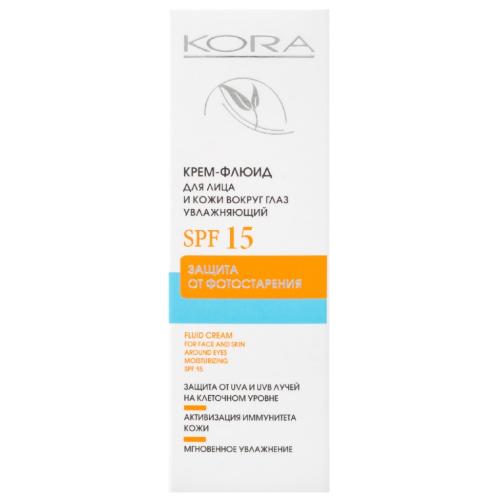 Крем-флюид для лица и кожи вокруг глаз SPF15, 30 мл (Кора, Солнце), фото-2