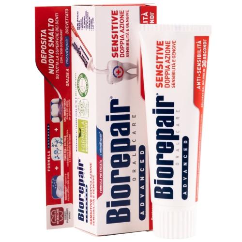 Биорепейр Зубная паста для чувствительных зубов Sensitive Double Action RDA 14,7, 75 мл (Biorepair, Чувствительные зубы), фото-3