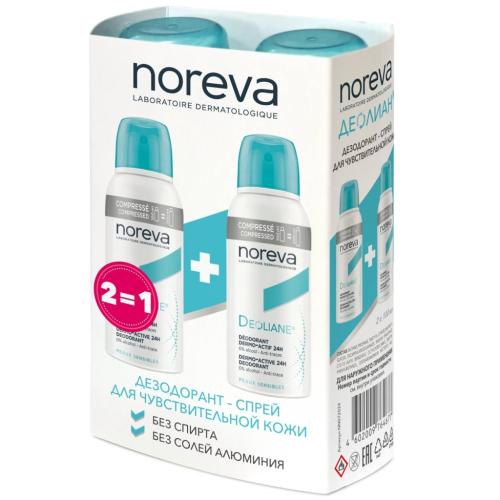 Норева Дезодорант-спрей для чувствительной кожи, 2 х 100 мл (Noreva, Deoliane)