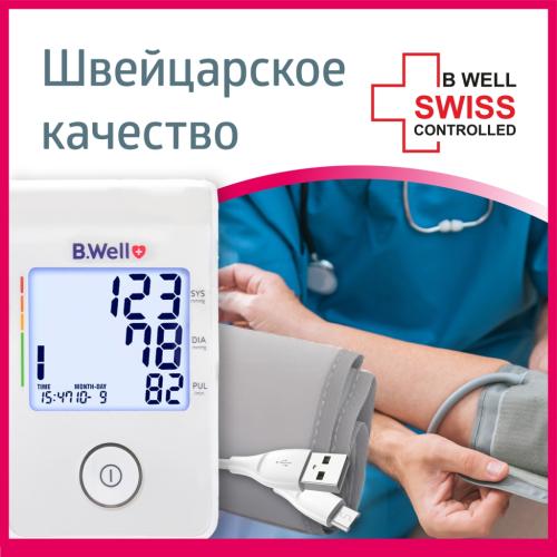 Би Велл Автоматический тонометр MED-53 с универсальной манжетой и USB-кабелем (B.Well, MED), фото-2