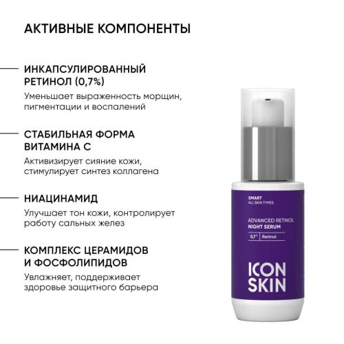 Айкон Скин Ночная сыворотка с 0,7% ретинола Advanced Retinol, 30 мл (Icon Skin, Smart), фото-6