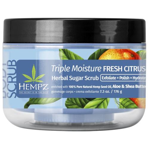 Хемпз Скраб сахарный для тела Triple Moisture Fresh Citrus, 176 г (Hempz, Тройное увлажнение)