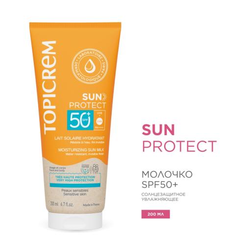 Топикрем Увлажняющее солнцезащитное молочко для тела SPF50+, 200 мл (Topicrem, Sun Protect), фото-2