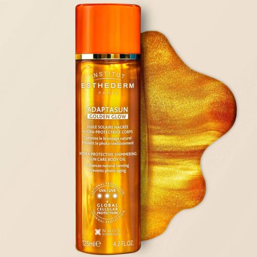 Институт Эстедерм Солнцезащитное масло с шиммером для тела Adaptasun Golden Glow, 125 мл (Institut Esthederm, Sun Care), фото-2