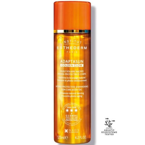 Институт Эстедерм Солнцезащитное масло с шиммером для тела Adaptasun Golden Glow, 125 мл (Institut Esthederm, Sun Care), фото-5