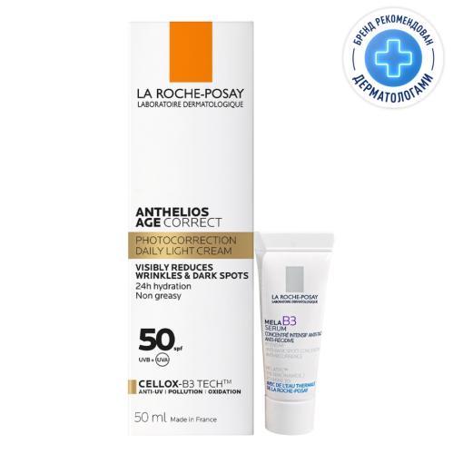 Ля Рош Позе Набор для лица: антивозрастной крем SPF50 50 мл + уход против пигментации SPF30 3 мл (La Roche-Posay, Anthelios)