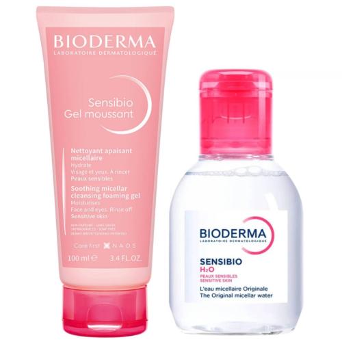 Биодерма Набор для лица (очищающий гель 100 мл + мицеллярная вода 100 мл) (Bioderma, Sensibio)