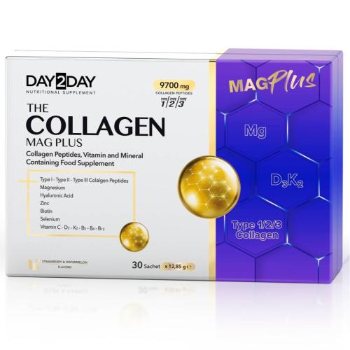 Дэй Ту Дэй Комплекс Collagen Mag Plus 1000 мг со вкусом клубники и арбуза, 30 саше (Day2Day, )