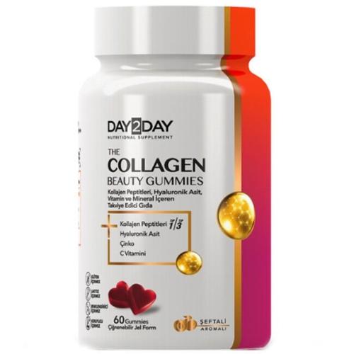 Дэй Ту Дэй Комплекс Collagen Beauty Gummies 1000 мг со вкусом персика, 60 жевательных конфет (Day2Day, )