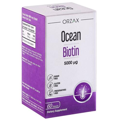 Орзакс Оушен Биотин 5000 мкг, 60 капсул (Orzax Ocean, )