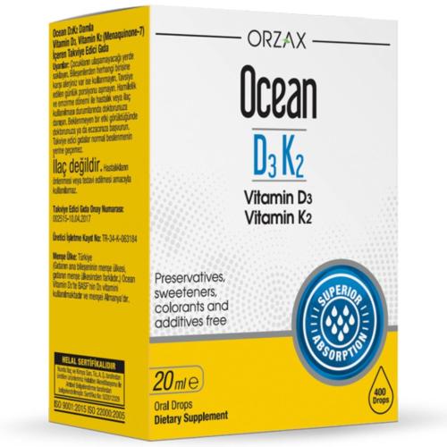 Орзакс Оушен Витамины Д3+К2, 1000 МЕ капли, 20 мл (Orzax Ocean, )