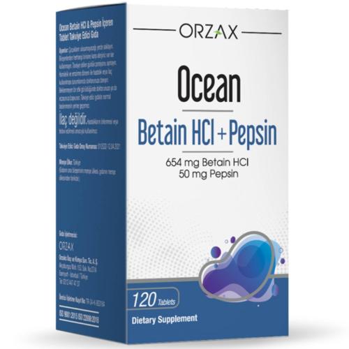 Орзакс Оушен Пищеварительные ферменты Betain HCl + Pepsin, 120 таблеток (Orzax Ocean, )