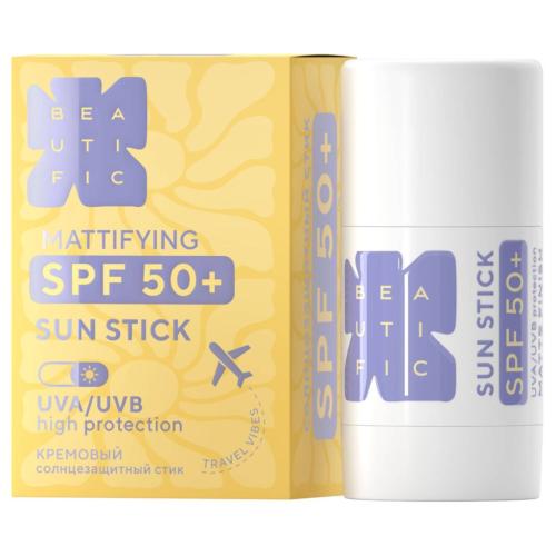 Бьютифик Солнцезащитный матирующий стик SPF50, 20 мл (Beautific, Sun)