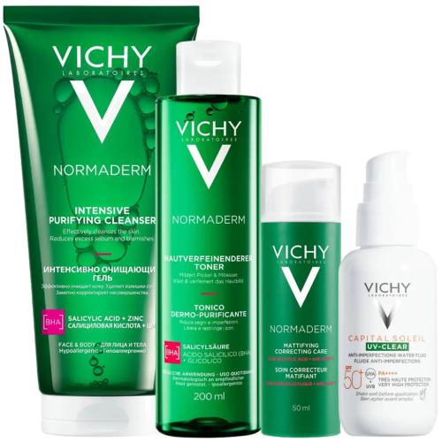 Виши Программа Normaderm комплексный уход: гель 200 мл + лосьон 200 мл + крем  50 мл + флюид SPF50+ 40 мл (Vichy, Normaderm), фото-3