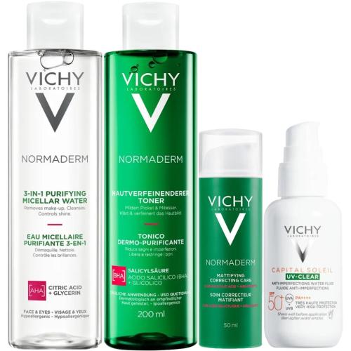 Виши Программа Normaderm комплексный уход: мицеллярный лосьон 200 мл + лосьон для сужения пор 200 мл + крем  50 мл + флюид SPF50+ 40 мл (Vichy, Normaderm), фото-3