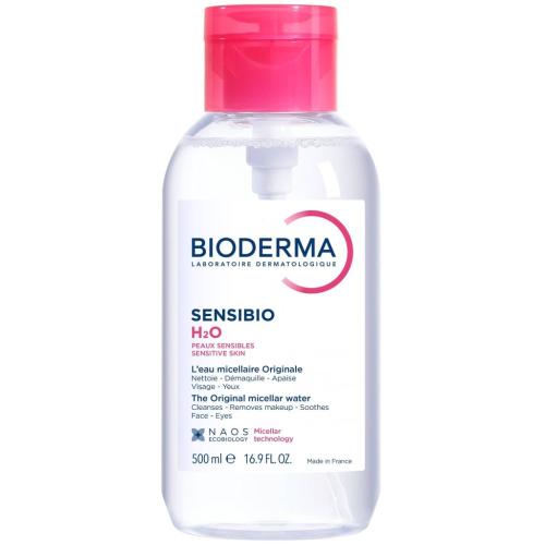 Биодерма Мицеллярная вода для чувствительной кожи H20 с помпой, 500 мл (Bioderma, Sensibio)