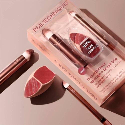 Реал Техникс Набор кистей и спонж для макияжа Makeupsaver Sponge + Brush Trio (Real Techniques, Set), фото-2