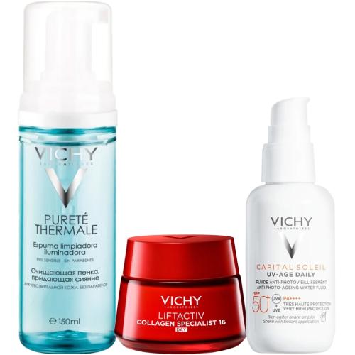 Виши Программа Liftactiv комплексный уход: пенка 150 мл + крем день 50 мл + флюид SPF50+ 40 мл (Vichy, Liftactiv), фото-3