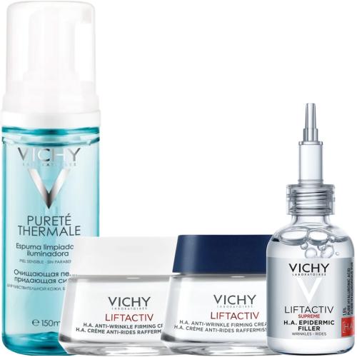 Виши Программа Liftactiv Supreme комплексный уход: пенка 150 мл + крем день норм/комби 50 мл + крем ночь 50 мл + сыворотка 30 мл (Vichy, Liftactiv), фото-3