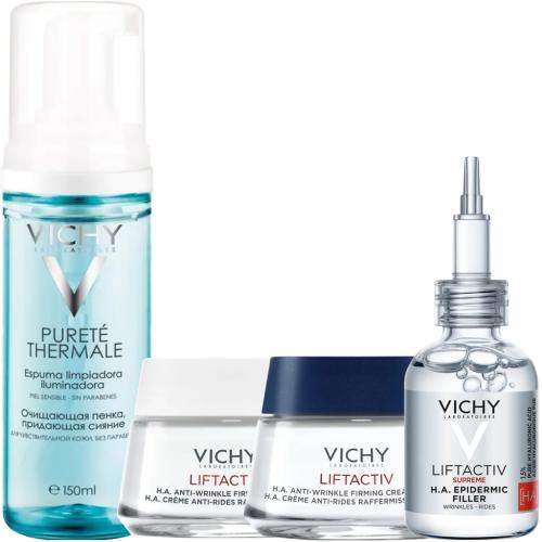 Виши Программа Liftactiv Supreme комплексный уход: пенка 150 мл + крем для сухой кожи 50 мл + крем ночь 50 мл + сыворотка 30 мл (Vichy, Liftactiv), фото-3