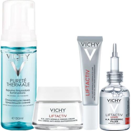 Виши Программа Liftactiv Supreme комплексный уход: пенка 150 мл + крем для сухой кожи 50 мл + крем для век 15 мл + сыворотка 30 мл (Vichy, Liftactiv), фото-3
