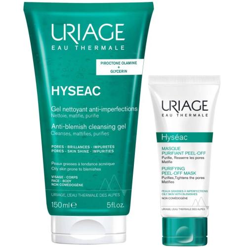 Урьяж Набор для лица и тела Hyseac: очищающий гель 150 мл + маска 50 мл (Uriage, Hyseac)