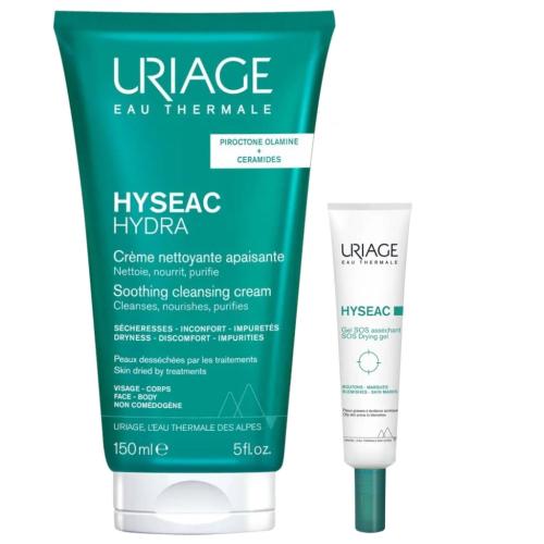 Урьяж Набор для лица Hyseac: очищающий крем 150 мл + SOS-гель 15 мл (Uriage, Hyseac)