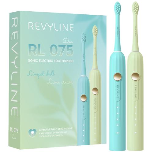 Ревилайн Набор электрических зубных щеток RL 075 Duo limpet Shell + Lime Cream (Revyline, Электрические зубные щетки)