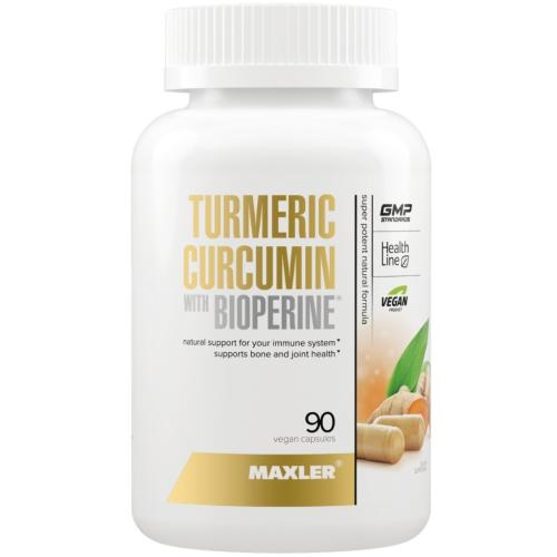 Макслер Куркумин экстракт с черным перцем Turmeric Curcumin with Bioperine, 90 капсул (Maxler, Специальные добавки)