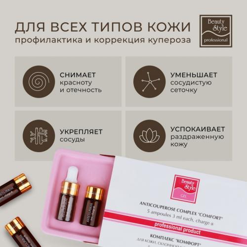 Бьюти Стайл Комплекс противокуперозный &quot;Комфорт&quot;, 5 ампул х 3мл &quot;+&quot; плюс (Beauty Style, Active Gel), фото-3