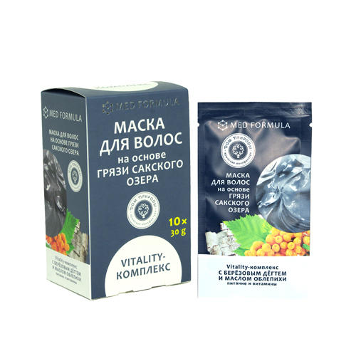 Маска для волос на основе грязи Сакского озера VITALITY-КОМПЛЕКС, 30г*10шт ()