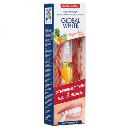Глобал Уайт Отбеливающий гель-карандаш для зубов «Фруктовый микс», 5 мл (Global White, Отбеливание)
