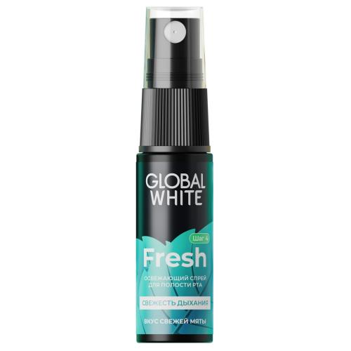 Глобал Уайт Освежающий спрей для полости рта «Свежее дыхание», 15 мл (Global White, Поддержание эффекта отбеливания)