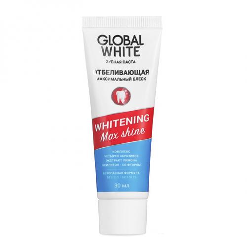 Глобал Уайт Отбеливающая зубная паста Max Shine, 30 мл (Global White, Подготовка к отбеливанию), фото-3