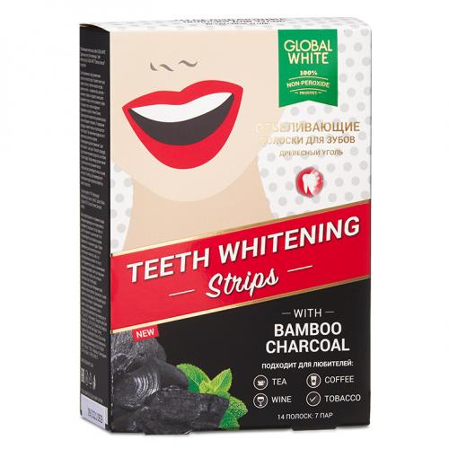 Глобал Уайт Отбеливающие полоски для зубов «Бамбуковый уголь», 14 шт (Global White, Отбеливание)