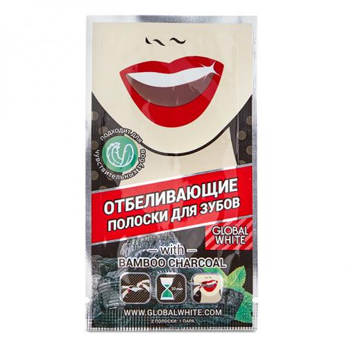 Глобал Уайт Отбеливающие полоски для зубов «Бамбуковый уголь», 14 шт (Global White, Отбеливание), фото-5