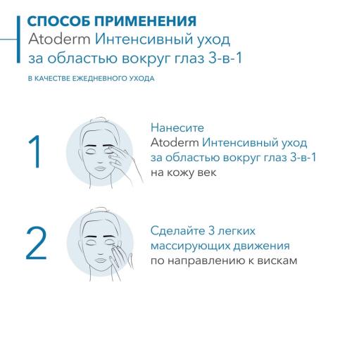 Биодерма Интенсивный уход за областью вокруг глаз 3-в-1, 100 мл (Bioderma, Atoderm), фото-4