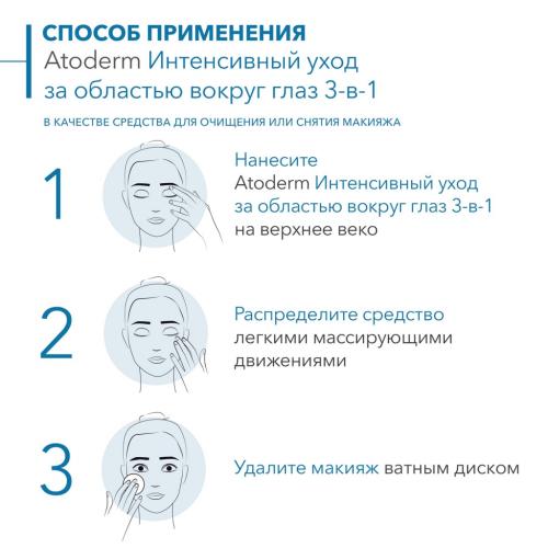 Биодерма Интенсивный уход за областью вокруг глаз 3-в-1, 100 мл (Bioderma, Atoderm), фото-3