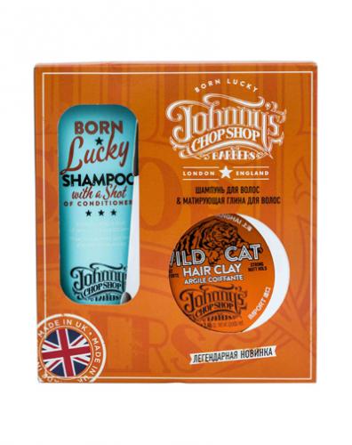 Джоннис Чоп Шоп Набор Шампунь-кондиционер + Глина для фиксации волос (Johnny's Chop Shop, Clean)