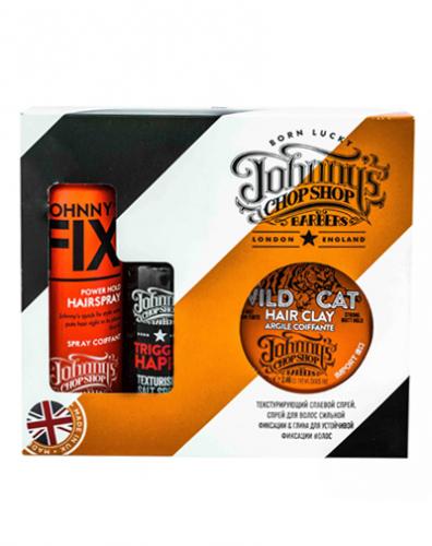 Джоннис Чоп Шоп Набор Глина для фиксации волос+Текстурирующий спрей+ Спрей для фиксации (Johnny's Chop Shop, Style)