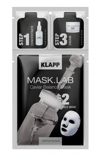 Клапп 3-х компонентный набор с экстрактом черной икры: концентрат, маска, крем Caviar Balance Mask, 1 шт  (Klapp, Mask.Lab)