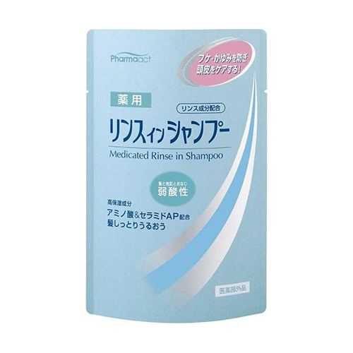 Шампунь слабокислотный против перхоти и зуда Pharmaact Cool Medicated Rinse in Shampoo сменный блок, 350 мл (Шампуни для волос)
