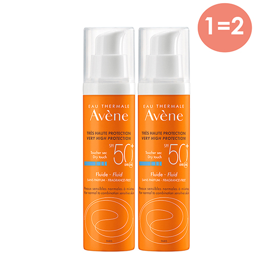 Авен Солнцезащитный флюид SPF 50 без отдушек, 2 х 50 мл (Avene, Suncare)