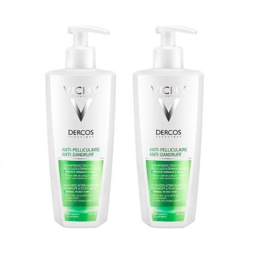 Виши Комплект Dercos Интенсивный шампунь-уход против перхоти для жирной кожи головы, 2х390 мл (Vichy, Dercos), фото-3