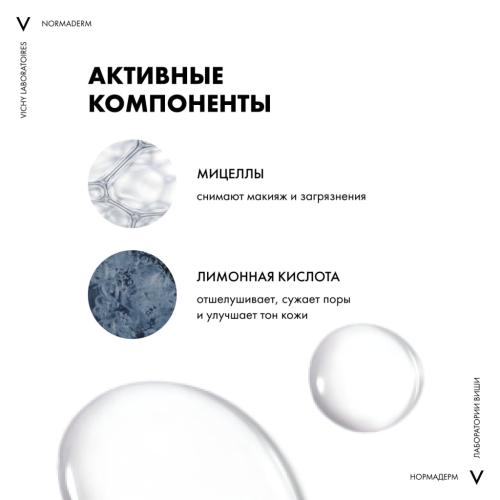Виши Мицеллярный лосьон 3 в 1 для снятия макияжа и очищения жирной и проблемной кожи, 200 мл (Vichy, Normaderm), фото-6