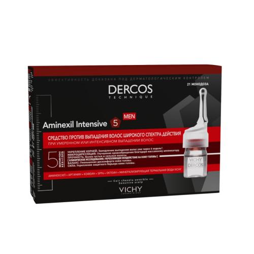 Виши Средство против выпадения волос для мужчин Intensive 5, 21 монодоза (Vichy, Dercos Aminexil), фото-10